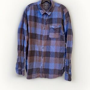 Vintage Quicksilver Button Up Plaid Flannel Men’s Shirt XL Distressed Blue